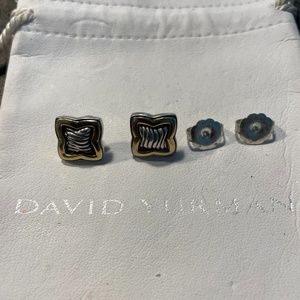 David Yurman silver and gold quatrefoil earrings